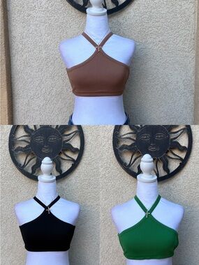 3 Anwnd Backless Strappy Halter Neck Crop Tops Bundle Casual